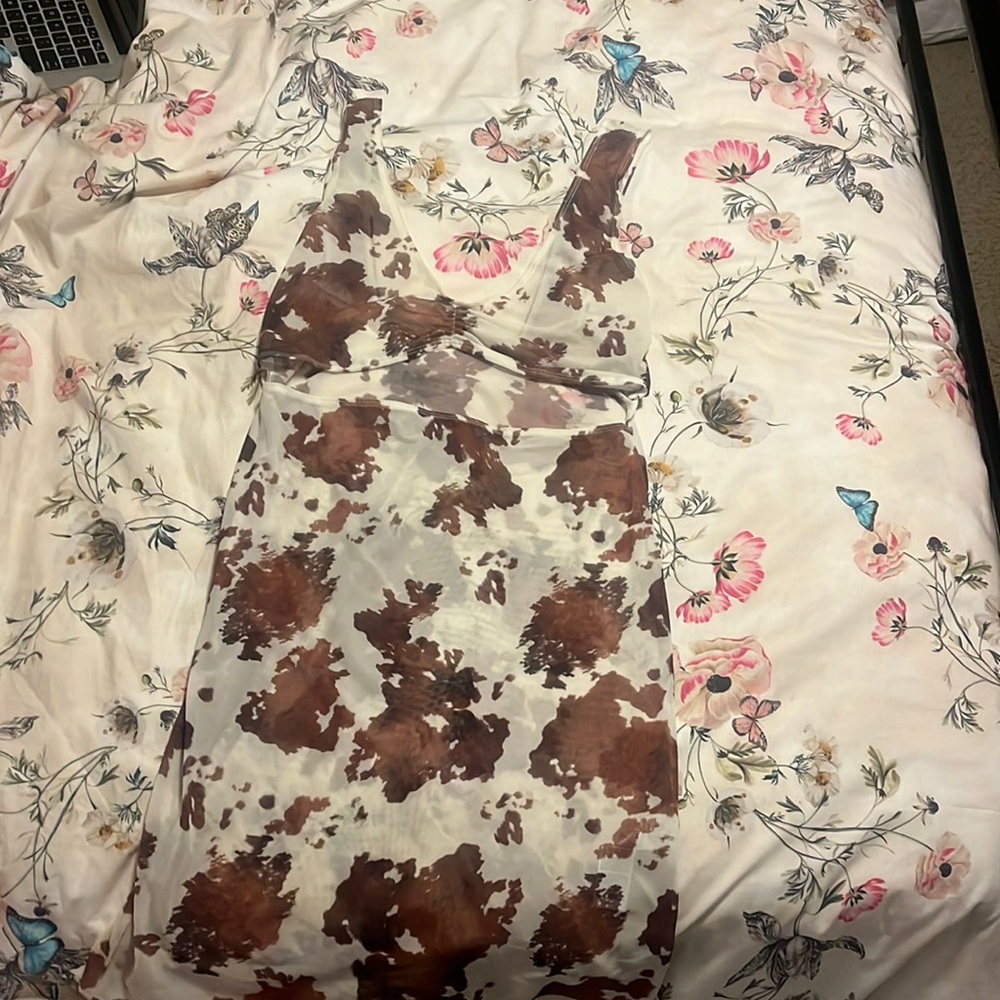 Mesh cow print coverup